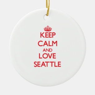 Keep Calm and Love Seattle Ceramic Tree Decoration