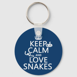 Keep Calm and Love Snakes (all colours) Key Ring
