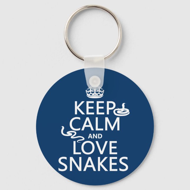 Keep Calm and Love Snakes (all colours) Key Ring (Front)