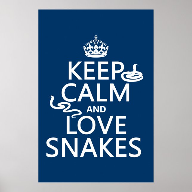 Keep Calm and Love Snakes (all colours) Poster (Front)