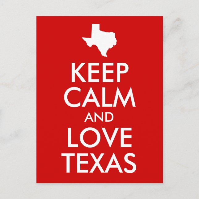 Keep Calm and Love Texas Red Postcard (Front)