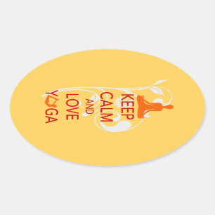 Keep Calm and Love Yoga - unique fun design Oval Sticker