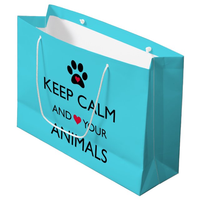 "Keep Calm and LOVE Your Animals” Large Gift Bag (Front Angled)