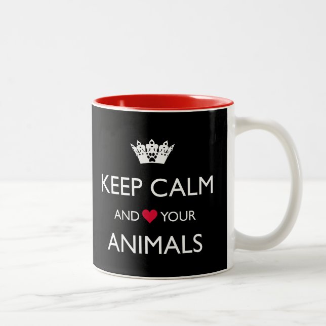 "KEEP CALM AND LOVE YOUR ANIMALS" Two-Tone COFFEE  Mug (Right)