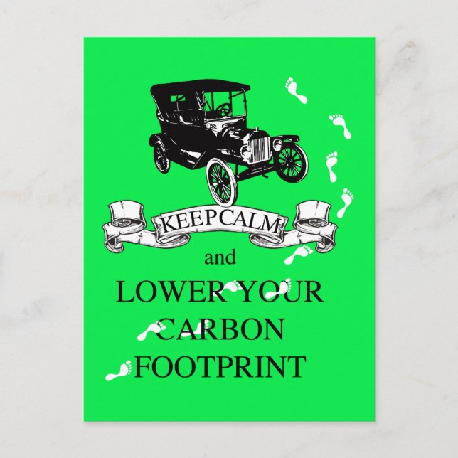 Keep Calm and Lower Your Carbon Footprint Design Postcard (Front)
