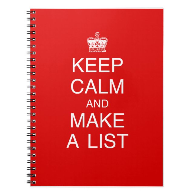 Keep Calm and Make a List notebook (Front)