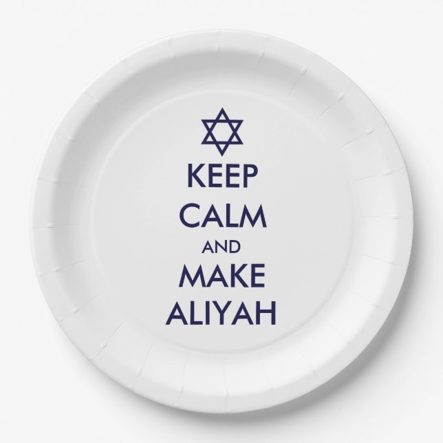 Keep Calm And Make Aliyah Paper Plate (Front)
