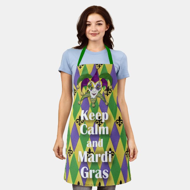 Keep Calm and Mardi Gras Harlequin Apron (Worn)