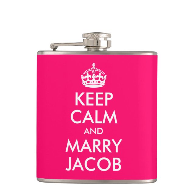 Keep Calm and Marry Jacob Hip Flask (Front)
