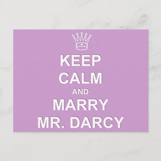 Keep Calm and Marry Mr. Darcy - Postcard - Lilac (Front)