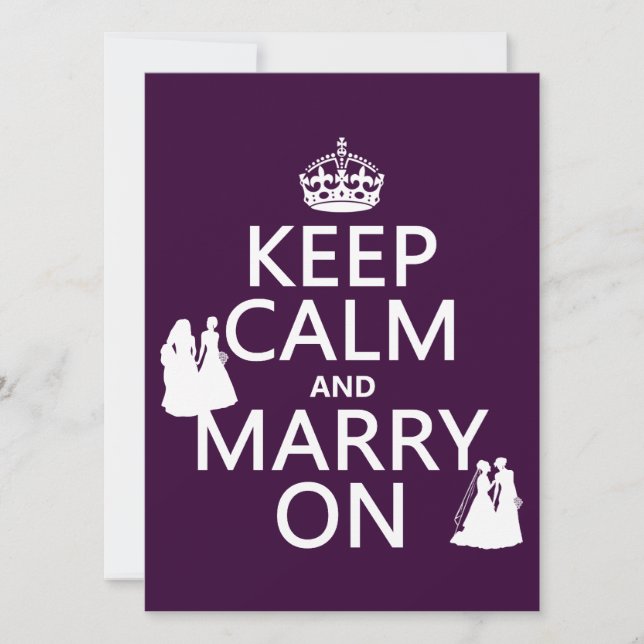 Keep Calm and Marry On - all colours Invitation (Front)