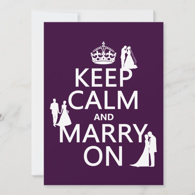 Keep Calm and Marry On (all colours) Invitation (Front)