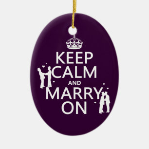Keep Calm and Marry On (customisable colour) Ceramic Tree Decoration