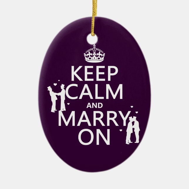 Keep Calm and Marry On (customisable colour) Ceramic Tree Decoration (Front)