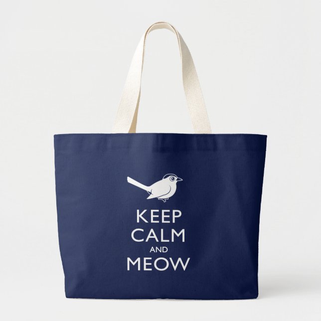 Keep Calm and Meow Large Tote Bag (Front)