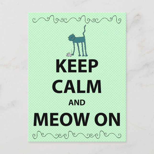 Keep Calm and Meow On Postcard (Front)