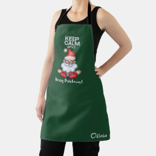 Keep Calm and Merry Christmas Personalised Name Apron