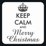 KEEP CALM AND MERRY CHRISTMAS - personalised text Square Sticker<br><div class="desc">KEEP CALM AND MERRY CHRISTMAS - personalised text</div>