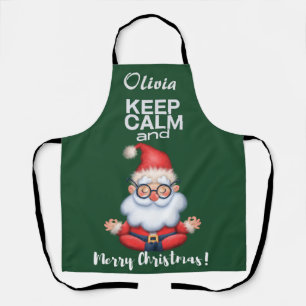 Keep Calm and Merry Christmas Personalized Name Apron