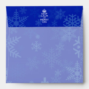 Keep Calm And Merry On Blue Decor Envelope