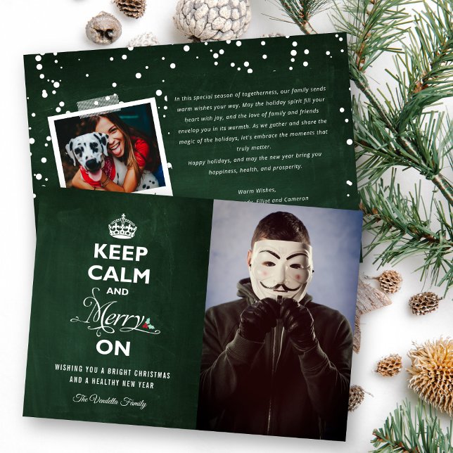 Keep Calm And Merry On Chalkboard Christmas Funny Holiday Card (Creator Uploaded)