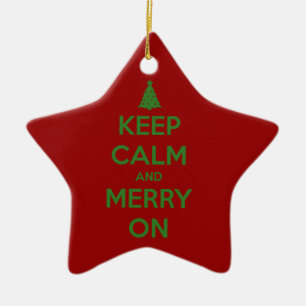 Keep Calm and Merry On Red and Green Ceramic Tree Decoration