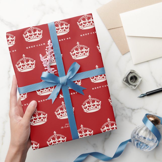 Keep Calm and Merry On Royal Crown Funny Holiday Wrapping Paper (Gifting)