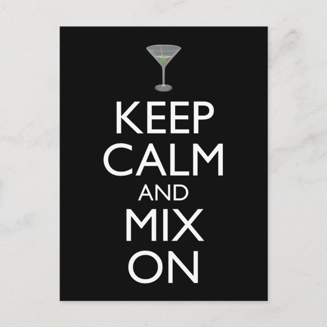 Keep Calm And Mix On Bartender Postcard (Front)