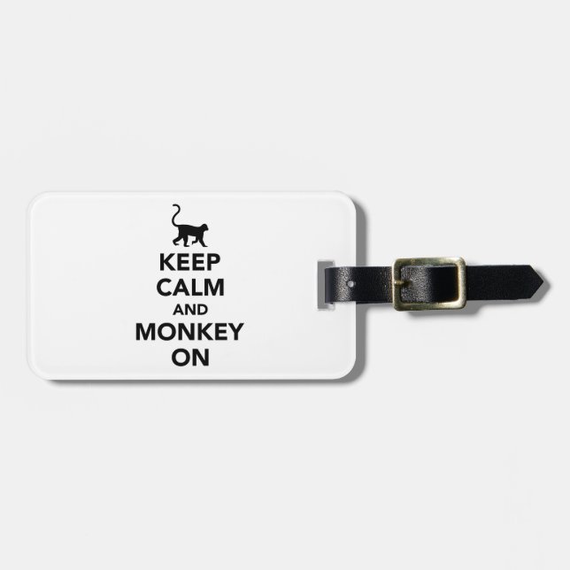 Keep calm and monkey on luggage tag (Front Horizontal)