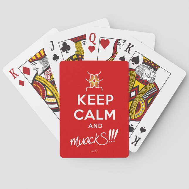 Keep Calm and muackS!!! Red&White Playing Cards (Back)