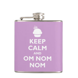 Keep Calm and Om Nom Nom Hip Flask