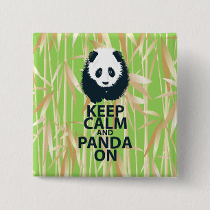 Keep Calm and Panda On Original Design Print Gift 15 Cm Square Badge