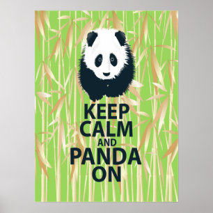 Keep Calm and Panda On Poster Art Print Bamboo