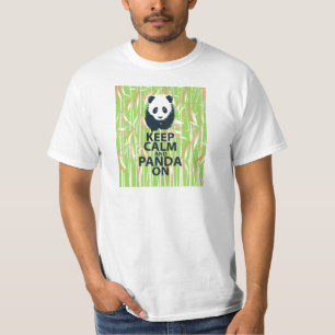 Keep Calm and Panda On Unique Design Print Bamboo T-Shirt