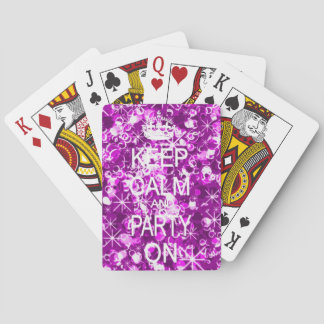 Keep calm and party glamor pink playing cards