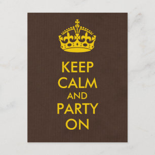 Keep Calm and Party Gold on Brown Kraft Invitation