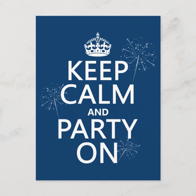 Keep Calm and Party On - all colours Postcard (Front)