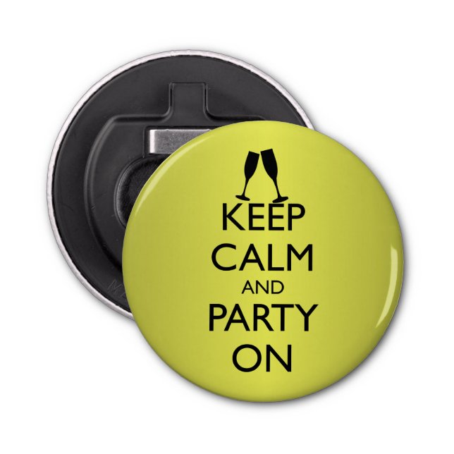 KEEP CALM AND PARTY ON, CHAMPAGNE BOTTLE OPENER (Front)