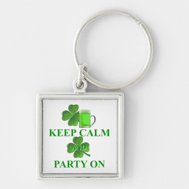 keep calm and party on key ring (Front)