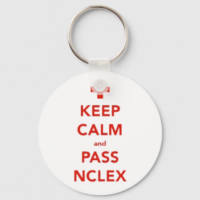 Keep Calm And Pass NCLEX Button Key Ring (Front)