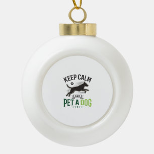 Keep Calm and Pet a Dog Vintage Engraving Design_1 Ceramic Ball Christmas Ornament