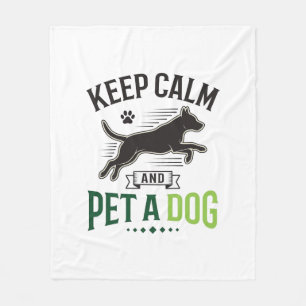 Keep Calm and Pet a Dog Vintage Engraving Design_1 Fleece Blanket
