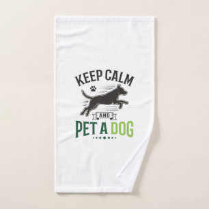 Keep Calm and Pet a Dog Vintage Engraving Design_1 Hand Towel