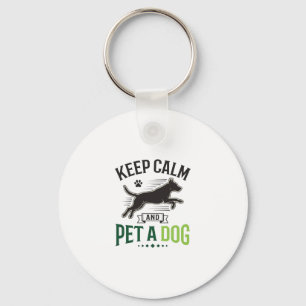 Keep Calm and Pet a Dog Vintage Engraving Design_1 Key Ring