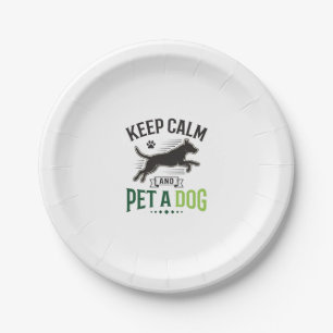Keep Calm and Pet a Dog Vintage Engraving Design_1 Paper Plate