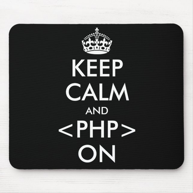 Keep Calm and PHP on Mousepad | Geeky humour (Front)