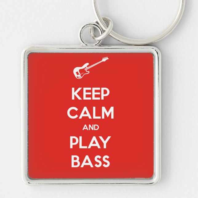Keep Calm and Play Bass Key Ring (Front)