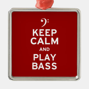 Keep Calm and Play Bass Metal Tree Decoration