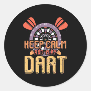 Keep Calm And Play Dart Classic Round Sticker