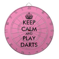 Keep calm and play darts funny pink dartboard